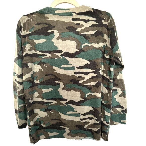 J.Crew Women’s 100% Merino Wool Crew Neck Sweater In Green/Brown Camo Size: XL - Picture 2 of 6